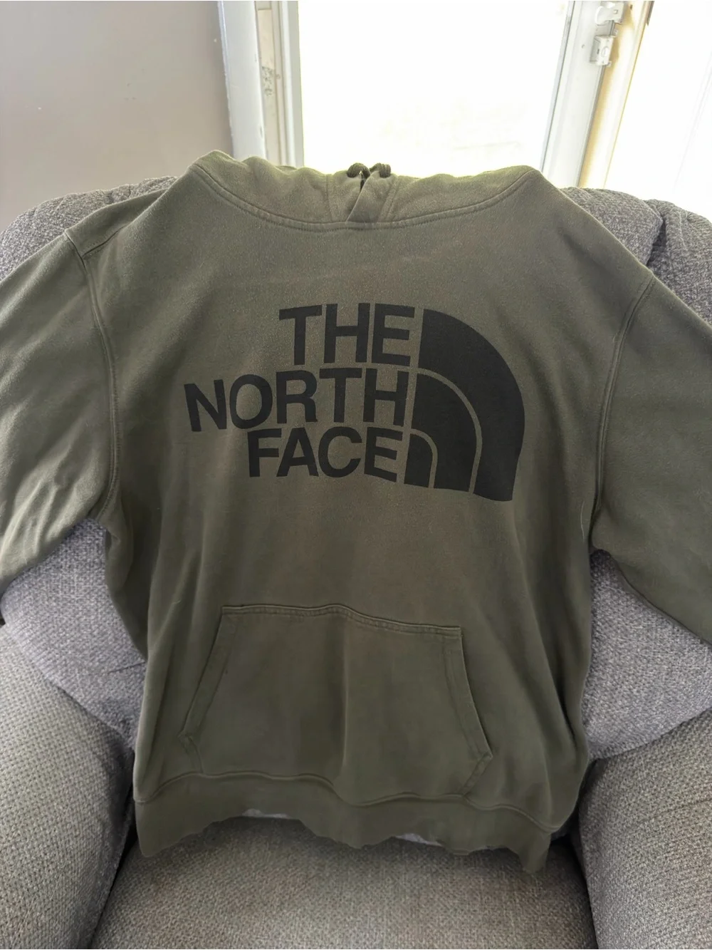 The North Face Olive Green Crewneck Pullover with Black Logo